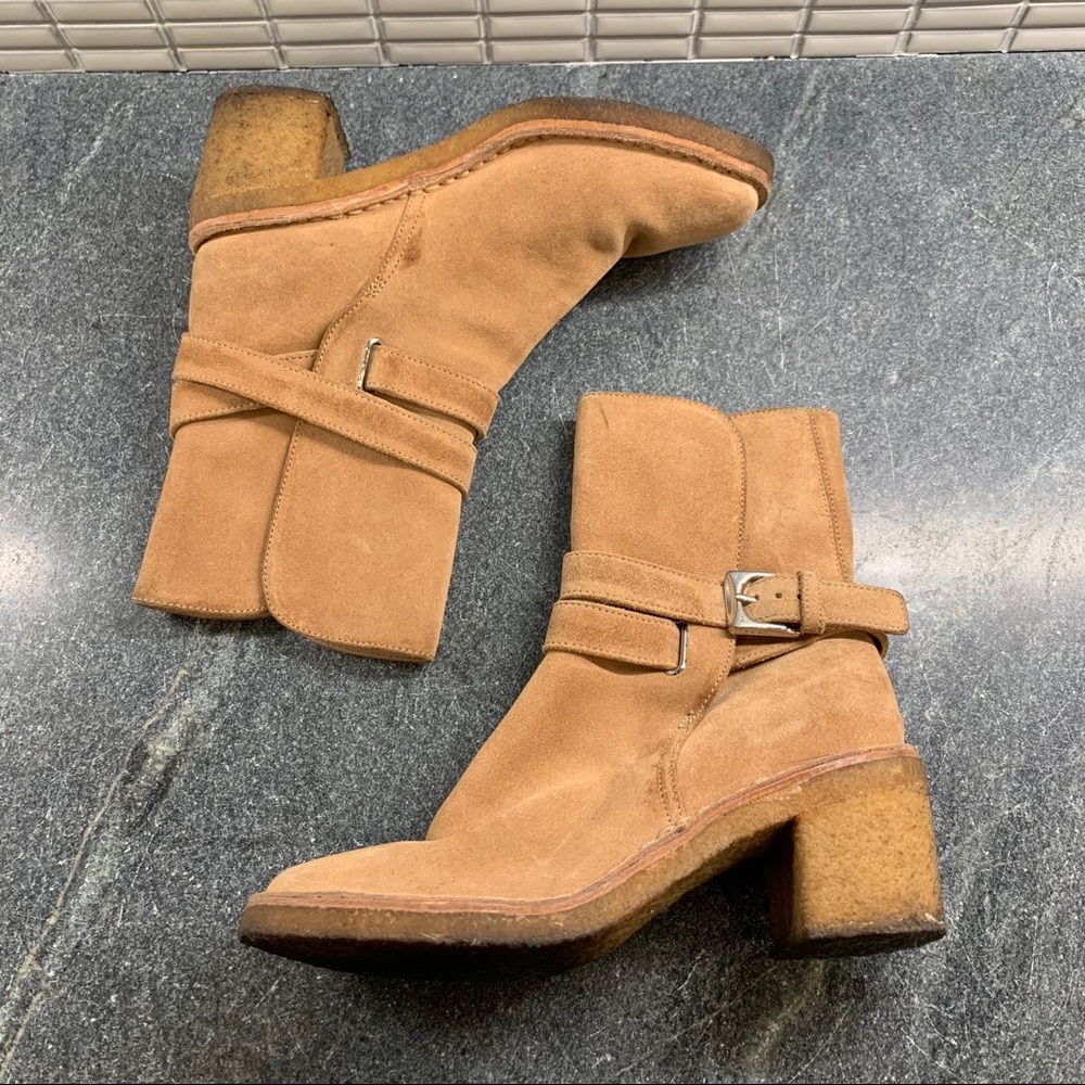 Marc by Marc Jacobs Tan Suede Ankle Boots with Buckle